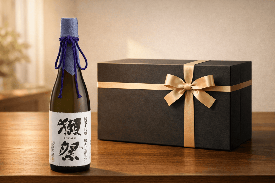 Junmai Daiginjo sake bottle with elegant gift box for premium occasions
