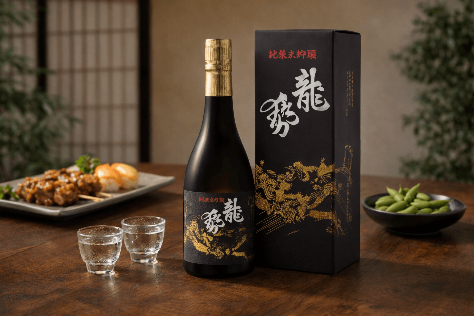 Elegant sake bottle on table representing how to drink sake for beginners with proper serving and temperature techniques