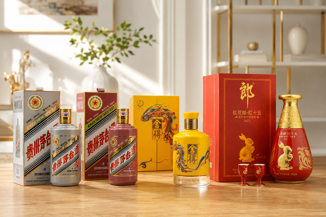 Elegant baijiu gift collection showcasing premium Chinese spirits, ornate packaging designs, and collectible bottle presentations.