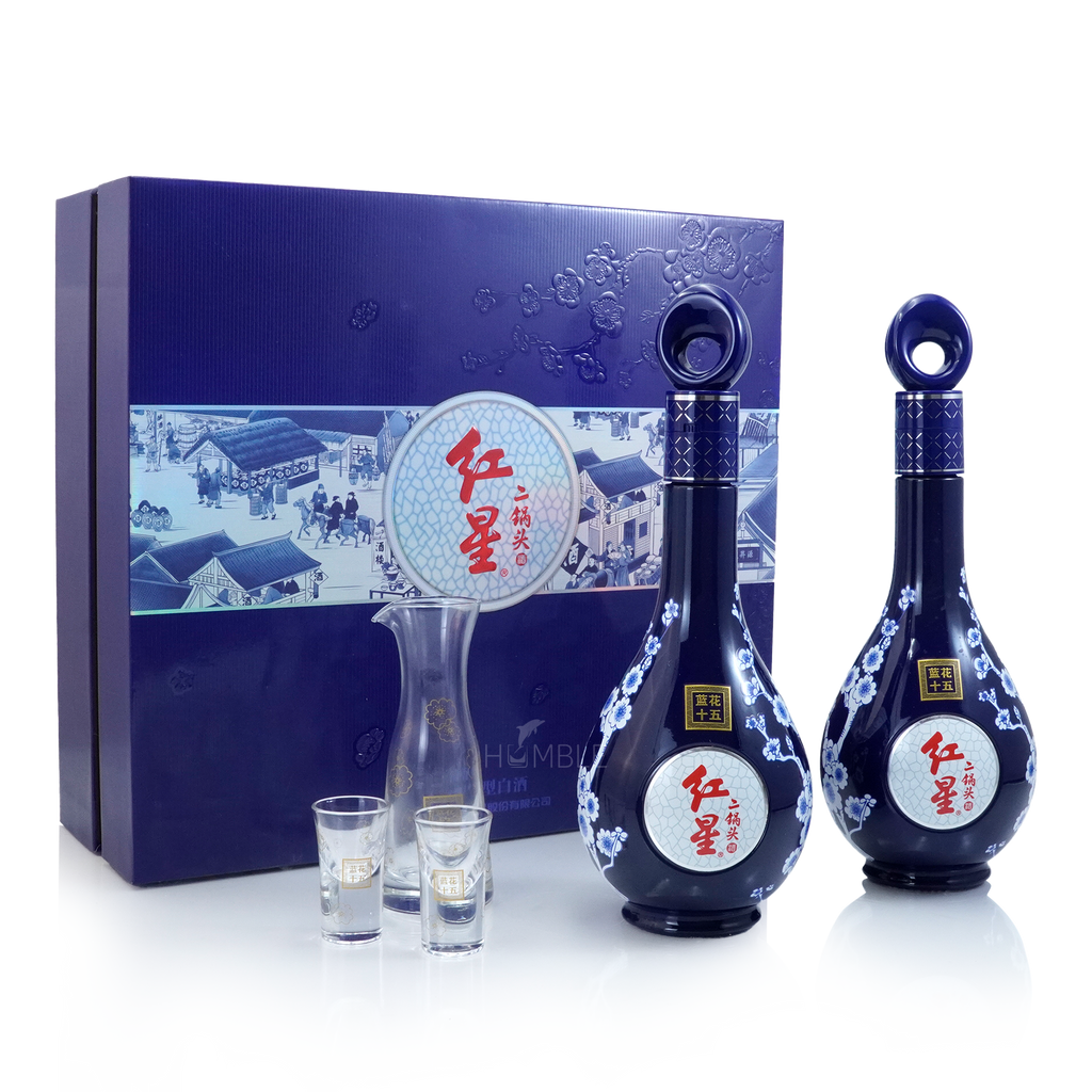 Beijing Red Star - Blue Flower Er Guo Tou 15Yrs Chinese Baijiu 1L(500ml X 2) 北京红星 蓝花十五年陈二锅头