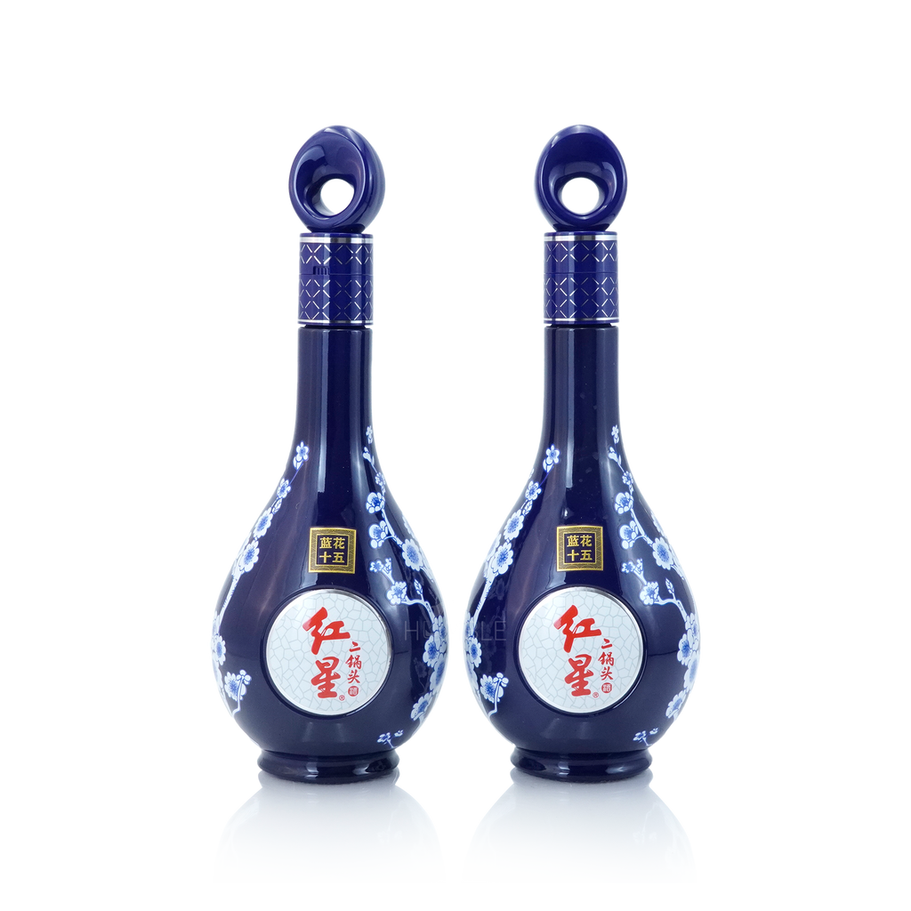 Beijing Red Star - Blue Flower Er Guo Tou 15Yrs Chinese Baijiu 1L(500ml X 2) 北京红星 蓝花十五年陈二锅头