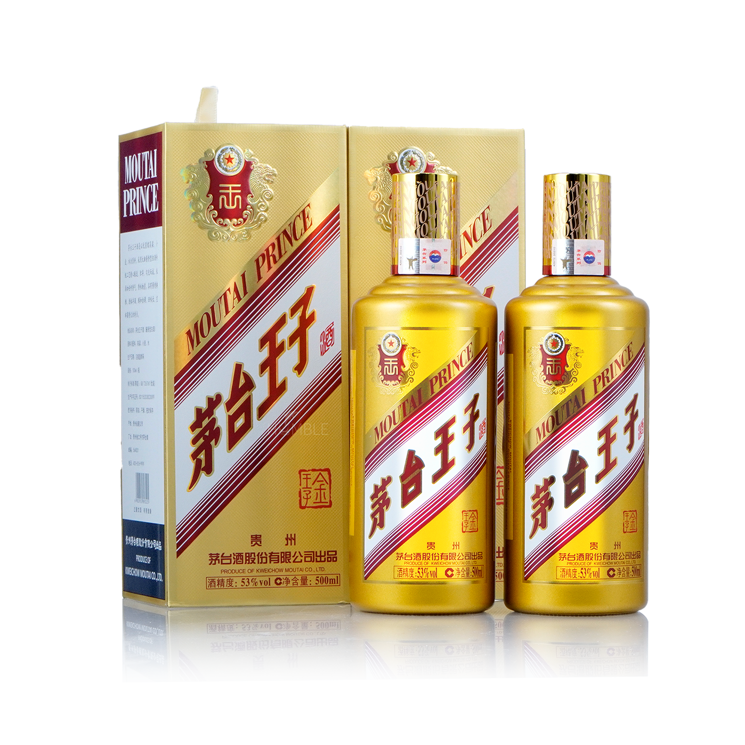 Kweichow Moutai - Golden Prince Chinese Baijiu (Twin Pack) 500ml X 2 贵州茅台金王子酒