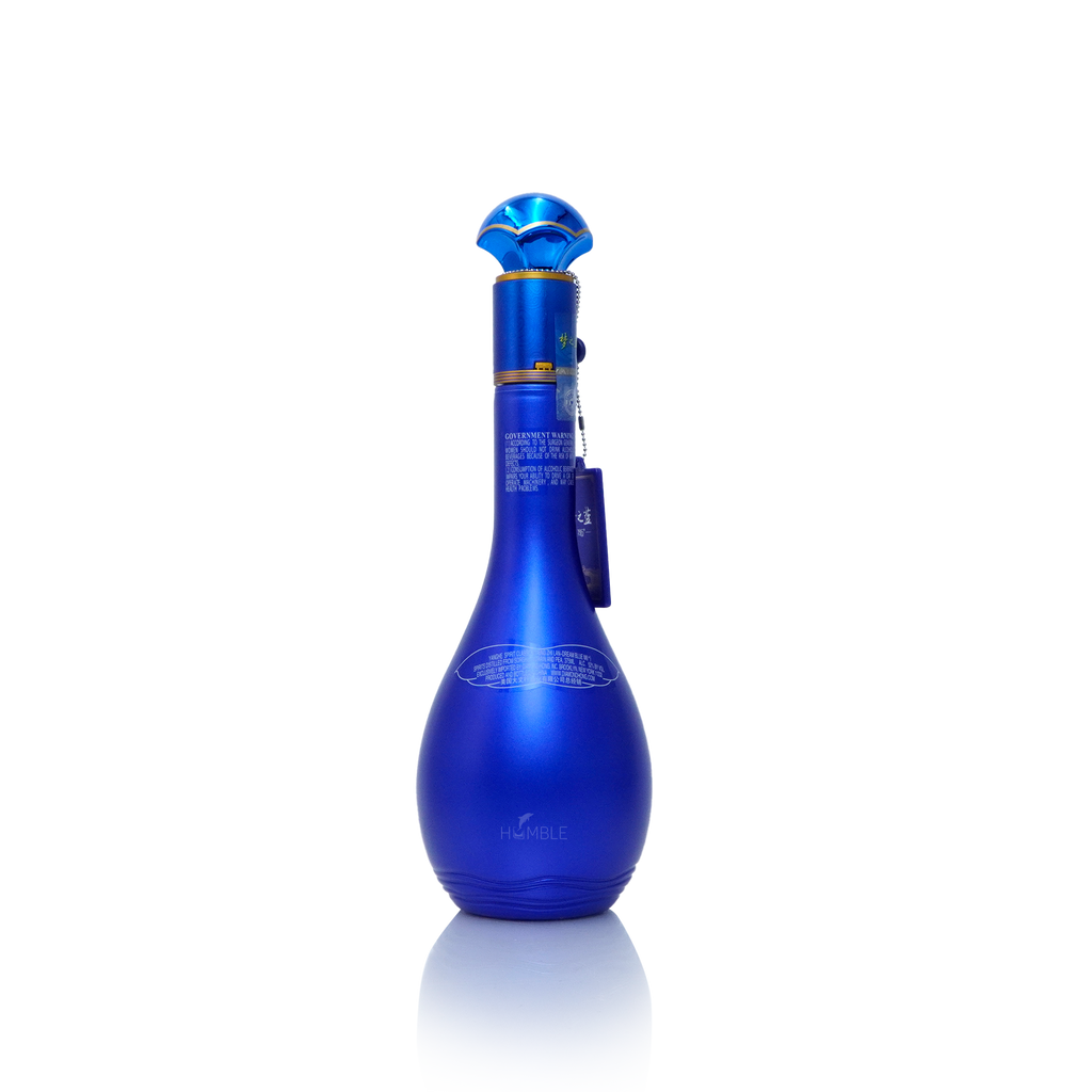 Blue elegant bottle of Yang He Meng Zhi Lan Dream Blue M6+ Chinese Baijiu 375ml with traditional craftsmanship design