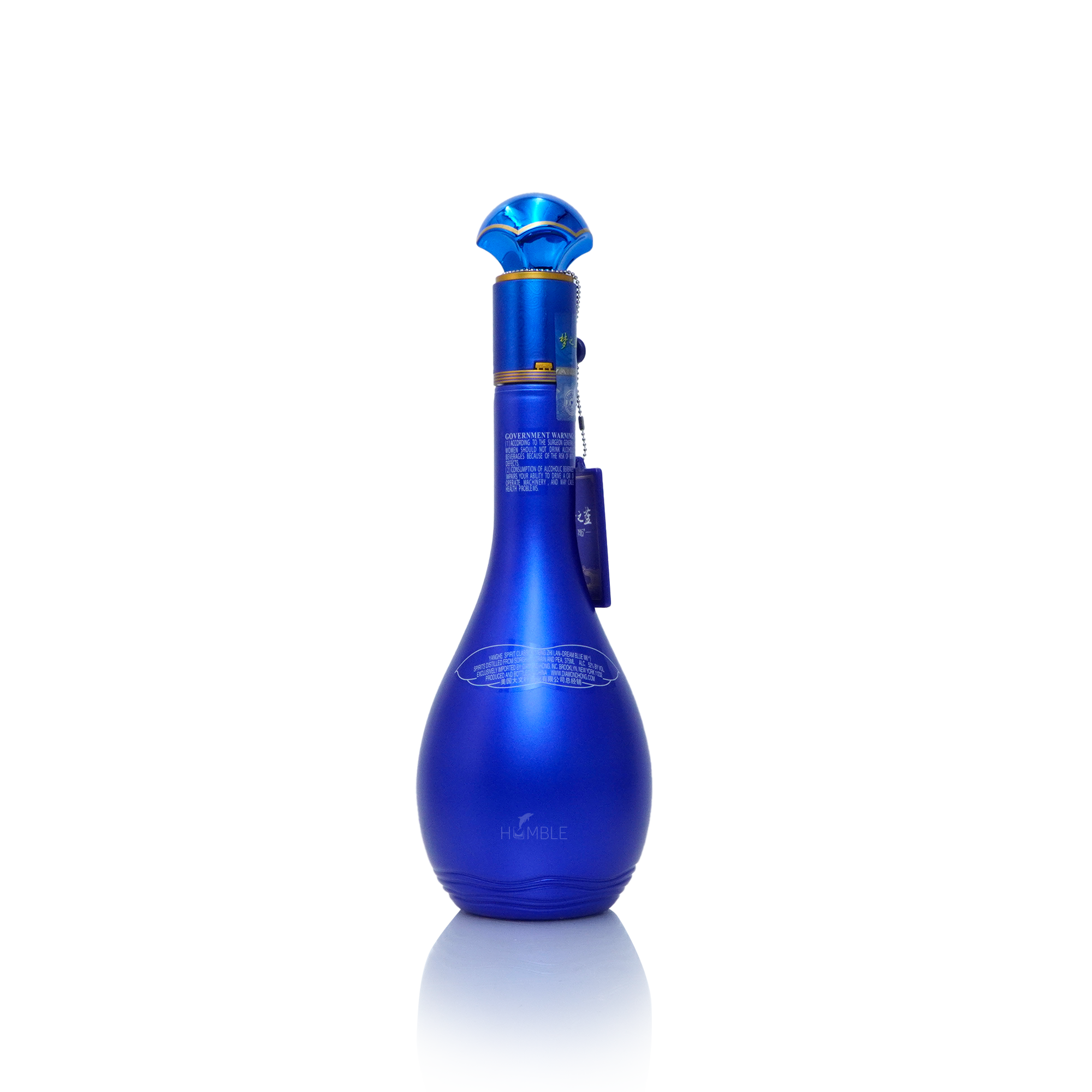 Blue elegant bottle of Yang He Meng Zhi Lan Dream Blue M6+ Chinese Baijiu 375ml with traditional craftsmanship design