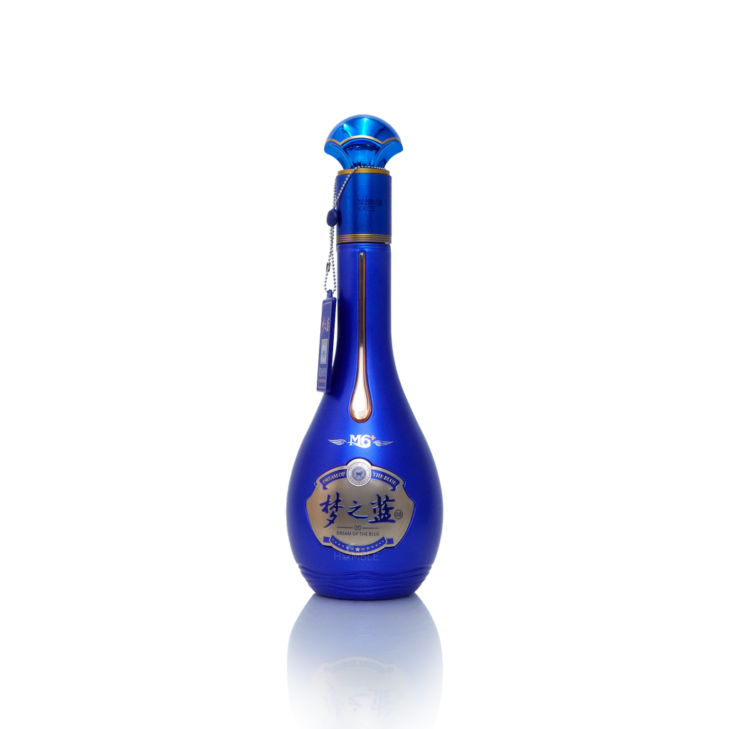 Yang He Meng Zhi Lan Dream Blue M6+ Chinese Baijiu 375ml bottle in elegant blue packaging with gold label