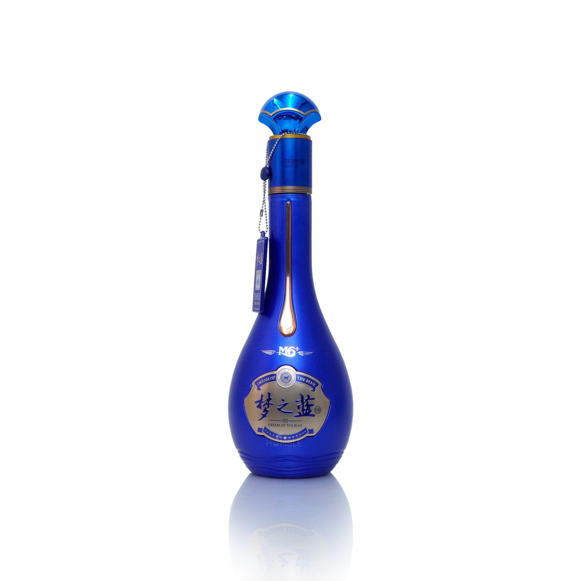 Yang He Meng Zhi Lan Dream Blue M6+ Chinese Baijiu 375ml bottle in elegant blue packaging with gold label