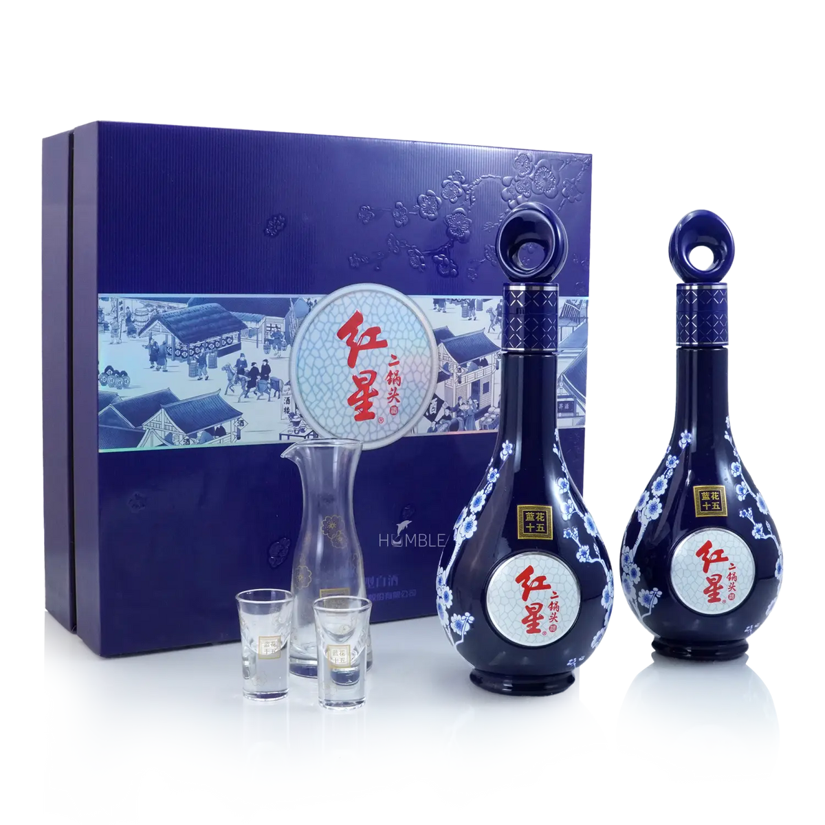 Beijing Red Star - Blue Flower Er Guo Tou 15Yrs Chinese Baijiu 1L(500ml X 2) 北京红星 蓝花十五年陈二锅头 - Baijiu