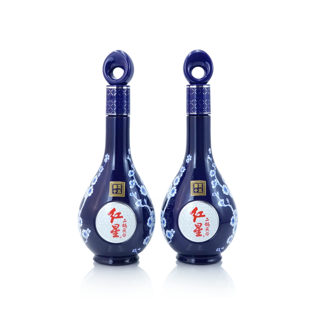 Beijing Red Star - Blue Flower Er Guo Tou 15Yrs Chinese Baijiu 1L(500ml X 2) 北京红星 蓝花十五年陈二锅头 - Baijiu