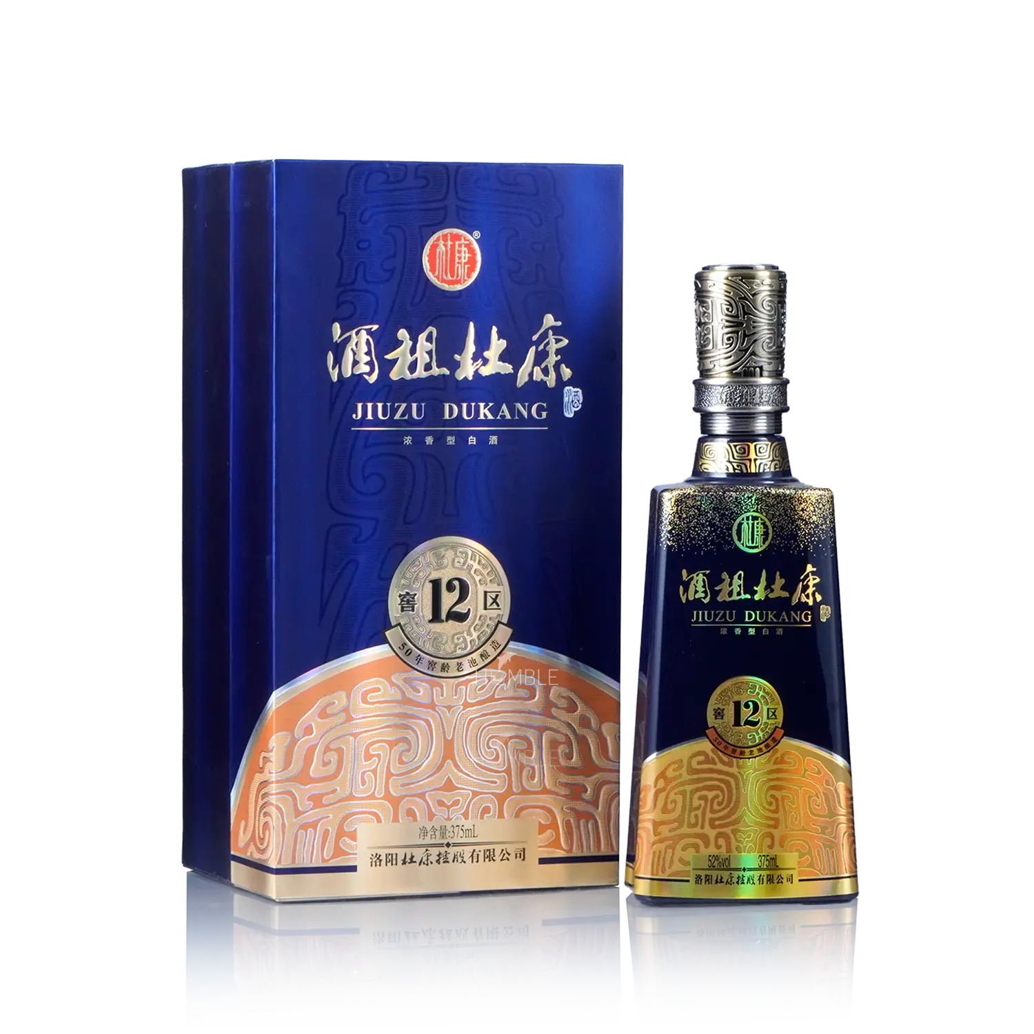 Jiuzu Dukang - 12 Cellar Blue 50 Years of Cellar Age Chinese Baijiu 375ml 酒祖杜康 十二区五十年窖龄 - Baijiu