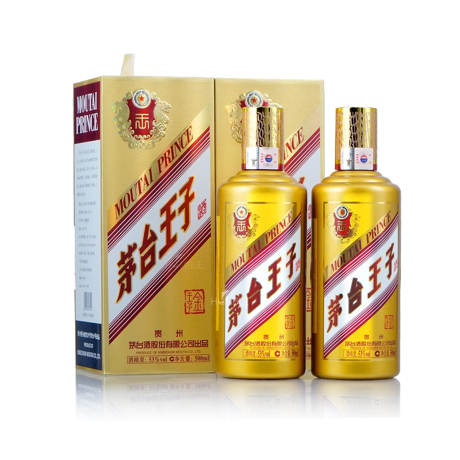Kweichow Moutai - Golden Prince Chinese Baijiu (Twin Pack) 500ml X 2 贵州茅台 金王子酒 - Baijiu