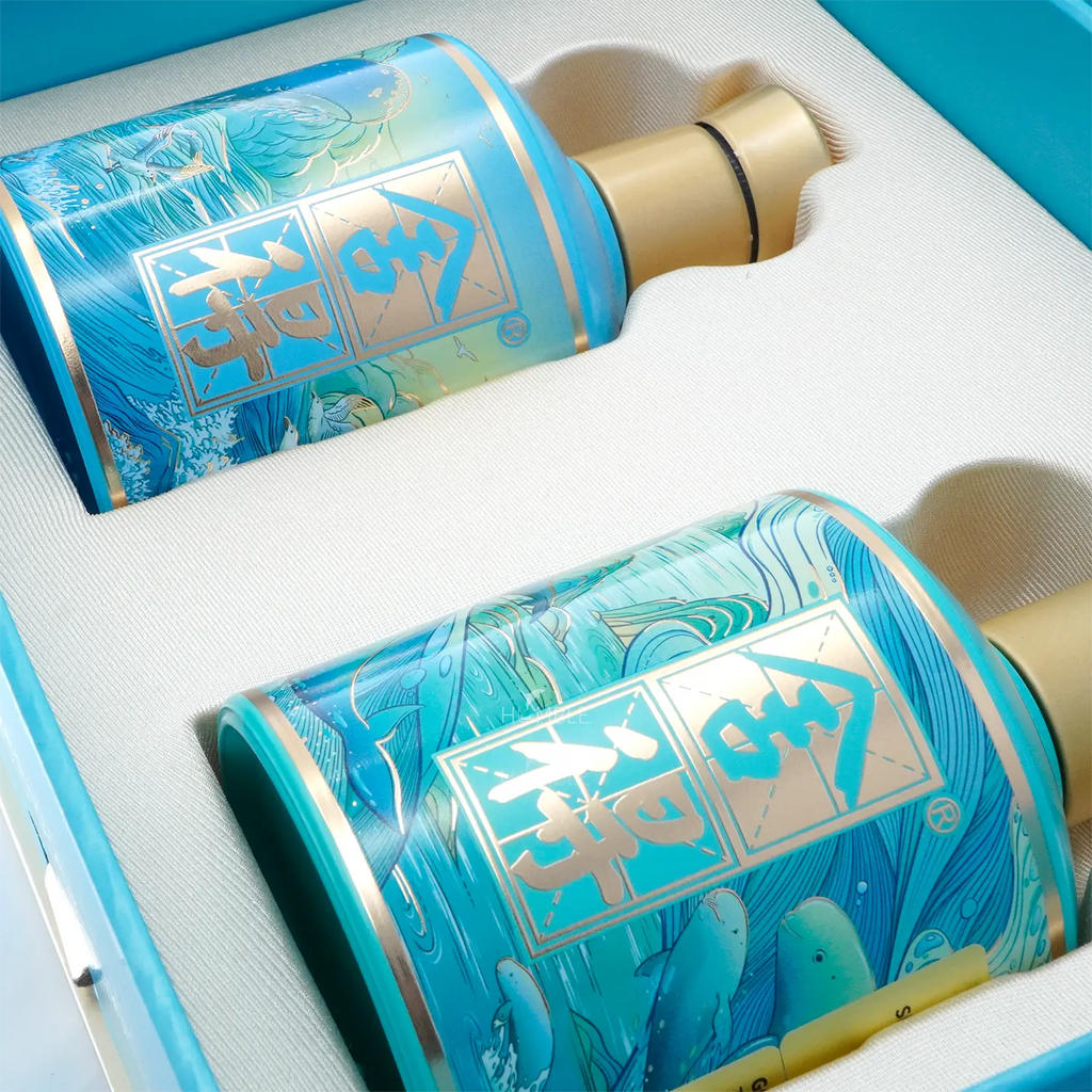 Shede Sperm Whale & Finless Porpoise Chinese Baijiu Gift Set 375ml*2 舍得江河万象限量版白酒 - Baijiu